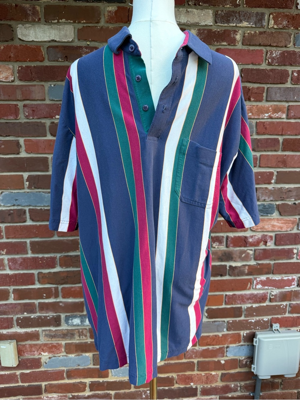 Vintage 90s Par Four Vertical Striped Polo Shirt Mens